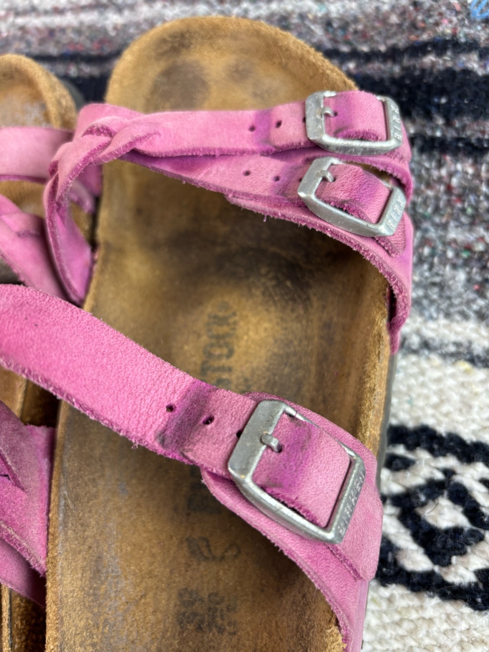 Birkenstock Franca Braided Straps Sandals Festival Fuchsia Size 39 Oiled Leather - Picture 10 of 15
